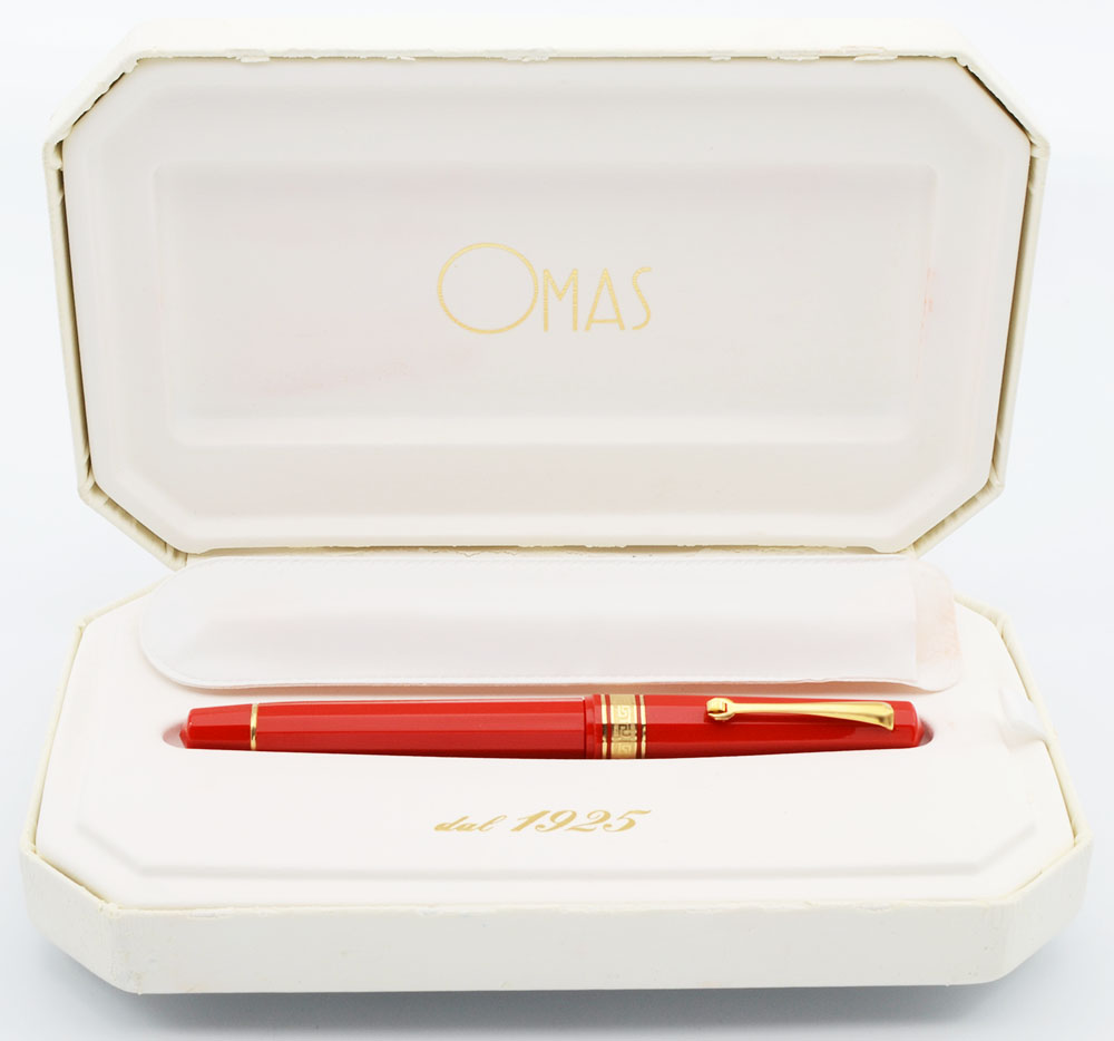 Omas Extra Milord Fountain Pen (1980s/90s) - Red w Gold Trim